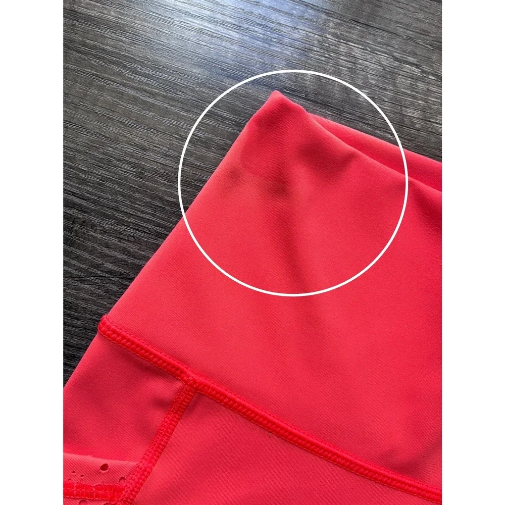 Aerie Neon Coral‎ Eyelet Pocket Bike Shorts S High Rise Athletic Summer *FLAW*